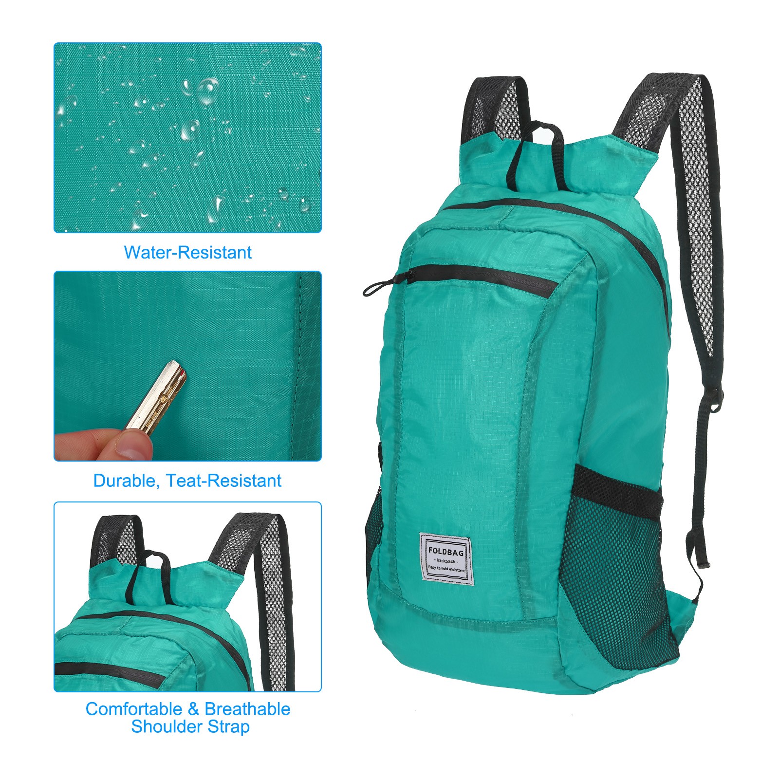 Hiking Backpack Lightweight Portable Backpack for Hiking Camping Lake Blue