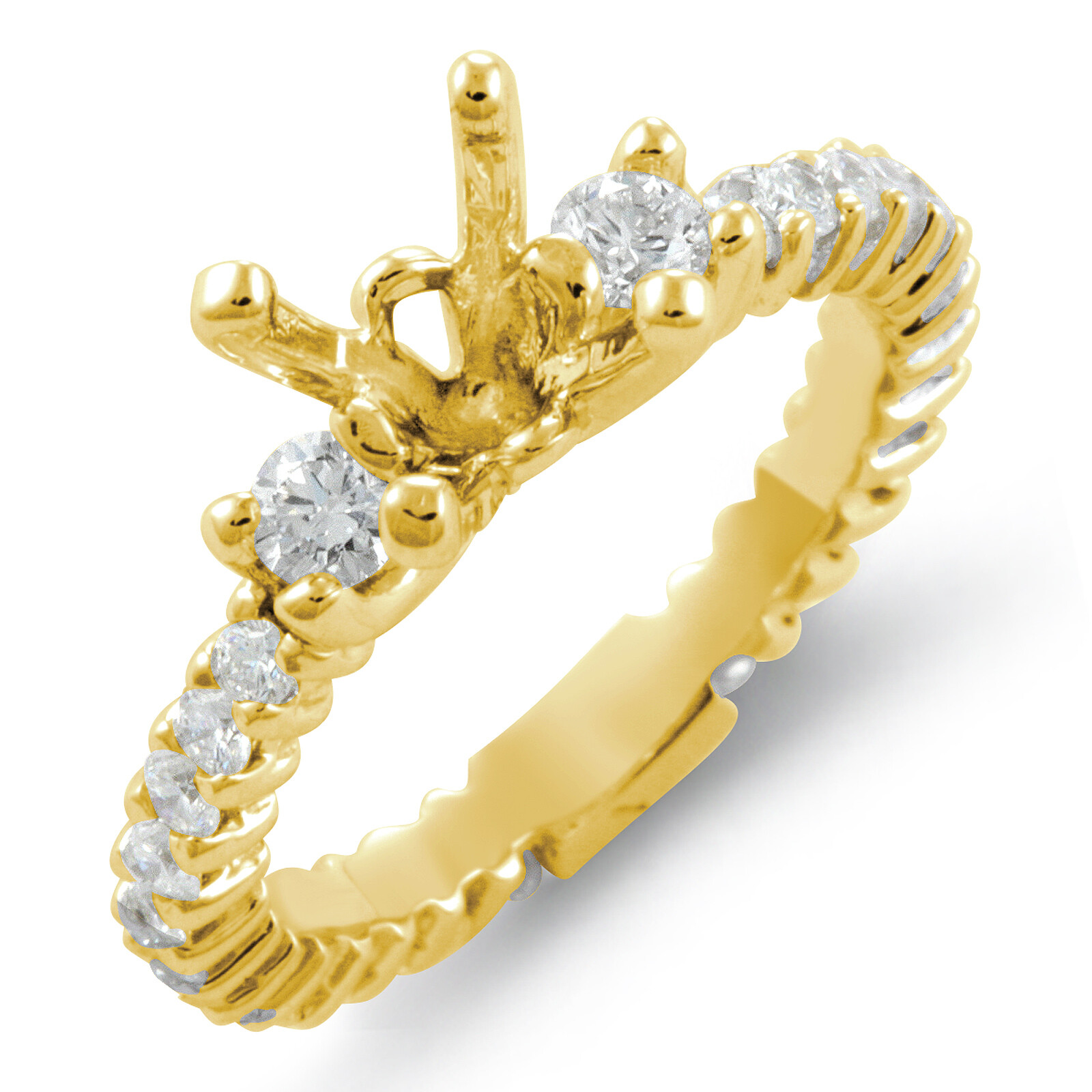 0.75Ct Three Stone Round Diamond Eternity VS2 Engagement G Ring 14k Yellow Gold