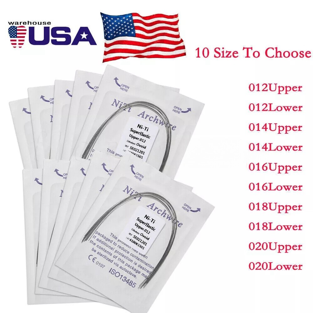 100pcs 10packs Dental Orthodontic Super Elastic Niti Arch Wire Round Ovoid Form