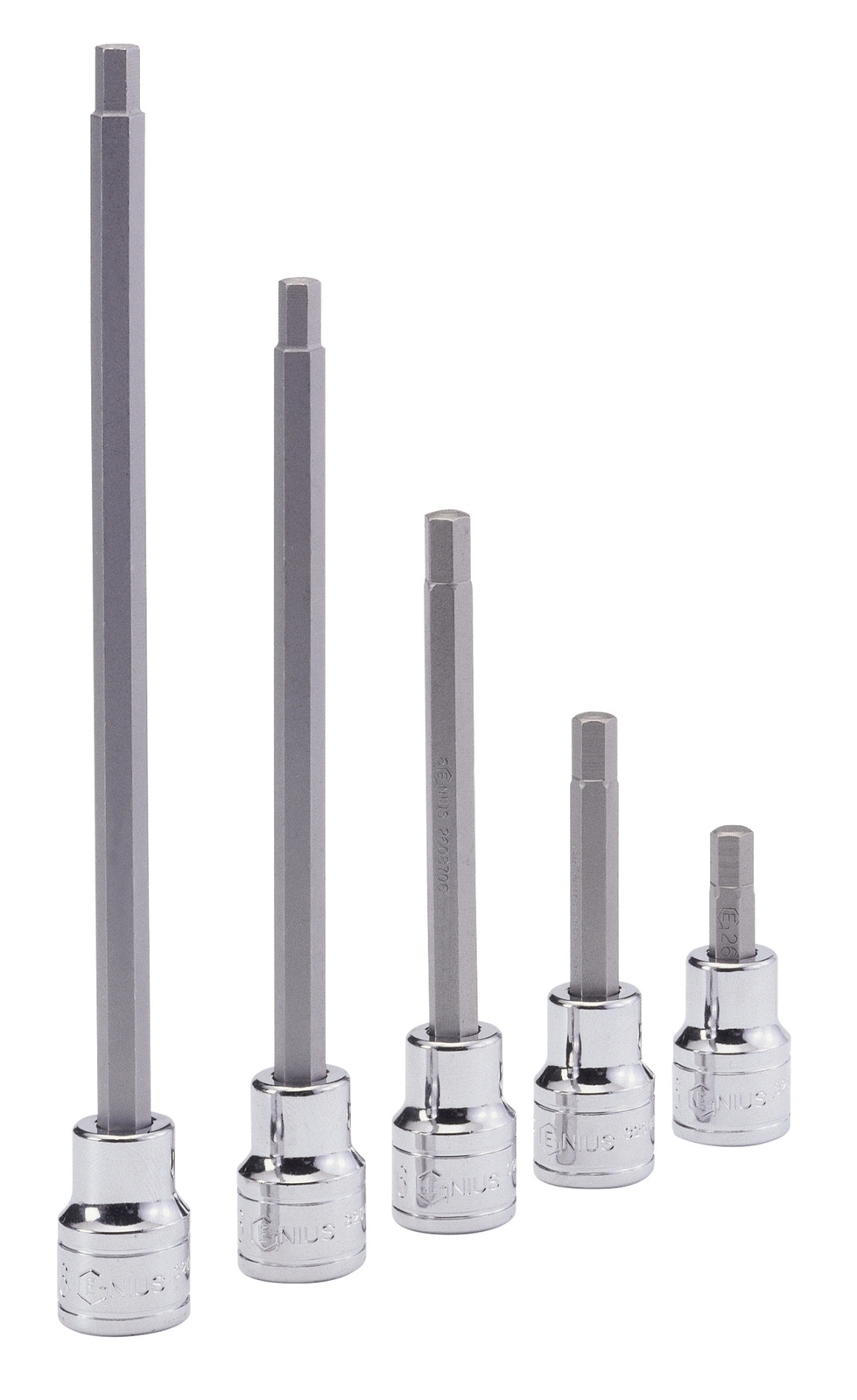 Genius Tools 1/2" Dr. 5mm Hex Bit Socket, 110mmL - 408+2535