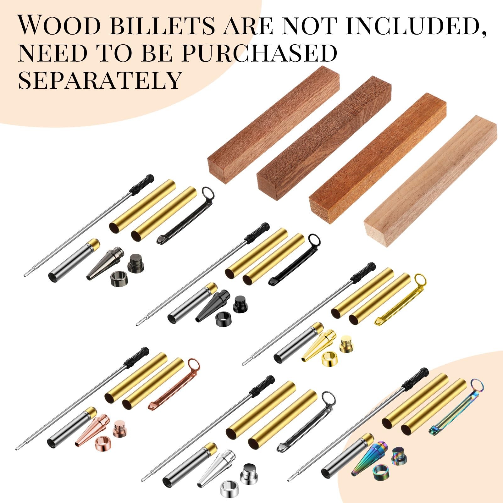 48 Pcs Pen Kits for Wood Turning 7mm Slimline Pen Twist Kit with Refill Lathe...