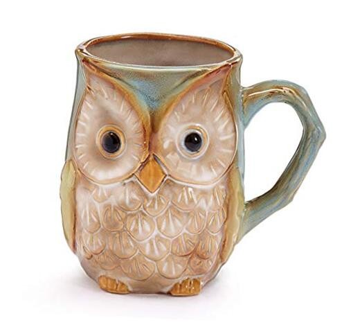 Burton & Burton 9730074 Mug Owl Coloring Printed on Surface, 4 1/4" H × 4 3/4"