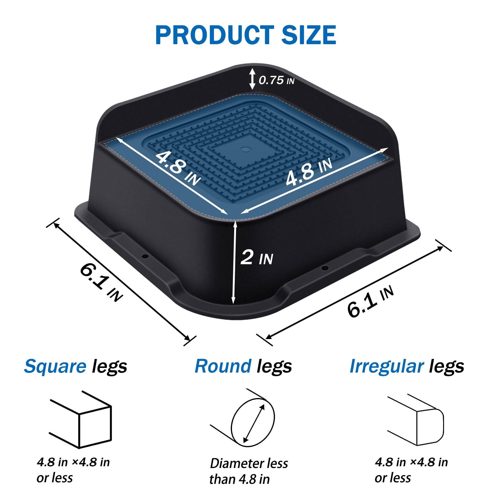 Bed Risers 2 Inch Heavy Duty Furniture Desk Table Sofa Couch Black 4 Pack