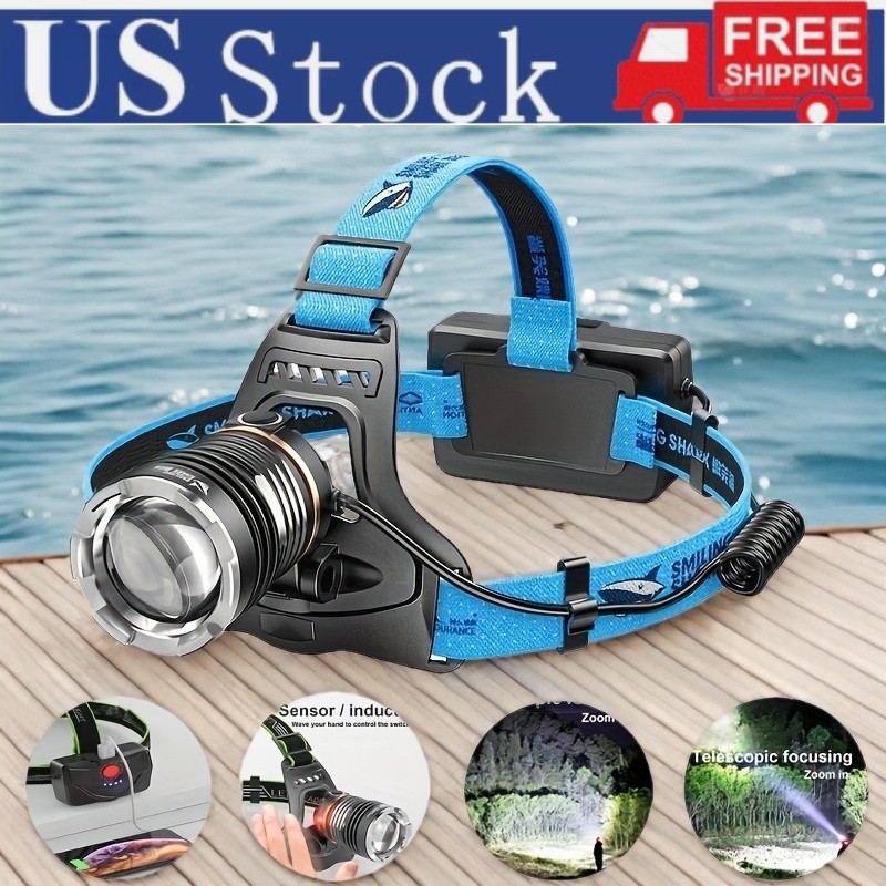 Most Powerful LED Headlamp Rechargeable Waterproof Head Lamp for Camping Fishing