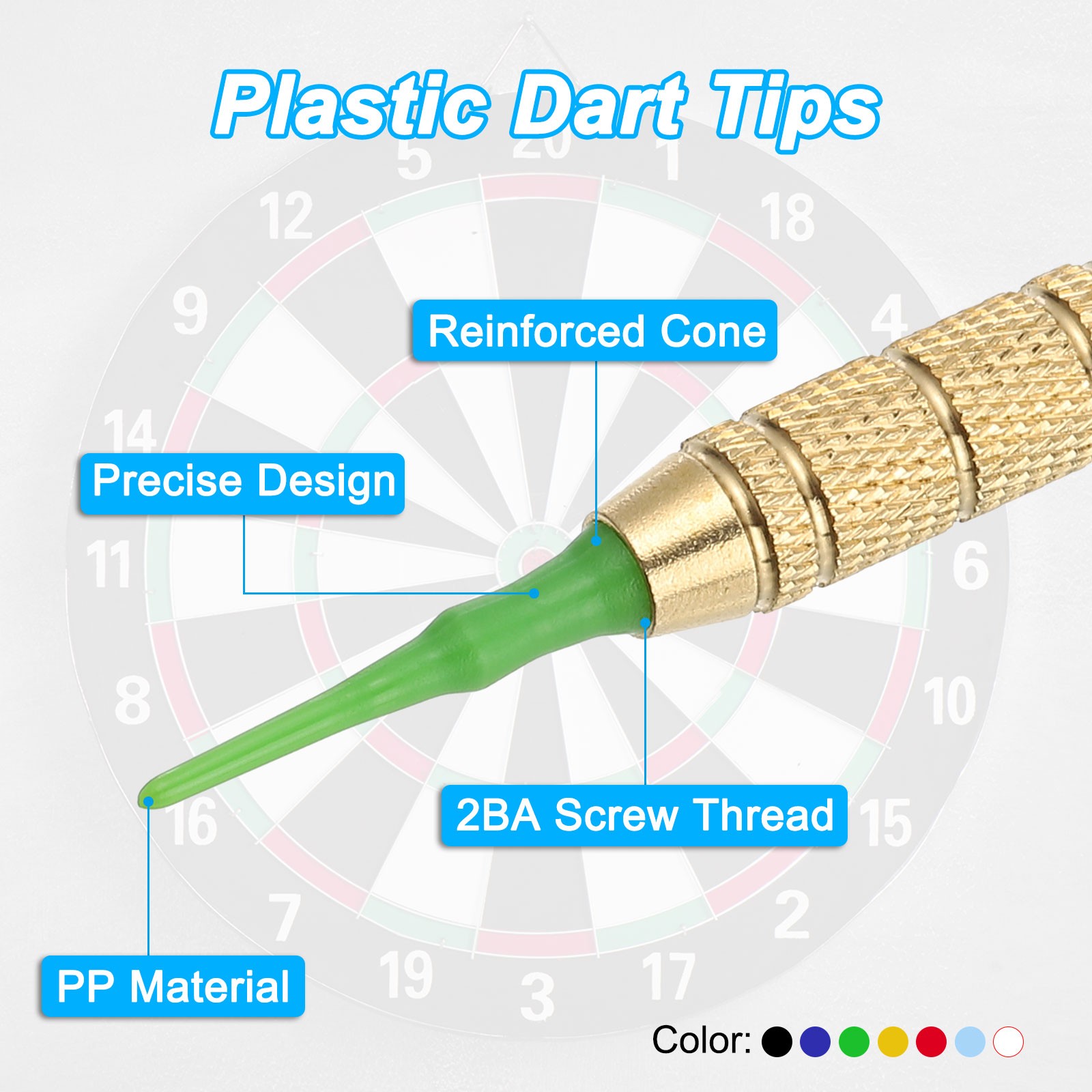 90Pcs 2BA Thread Plastic Soft Dart Tips Replacement Dart Accessories, Green