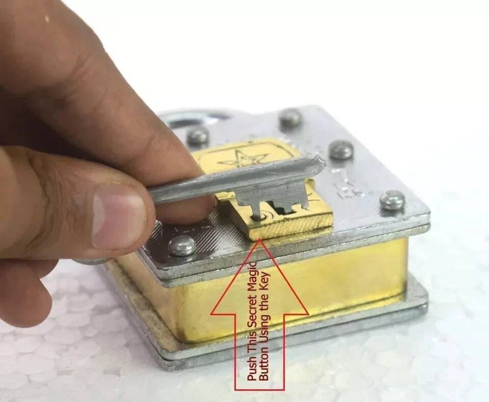 Indian Tricky Durable Strong Padlock - Magic Secret Lock with Hidden Key Hole