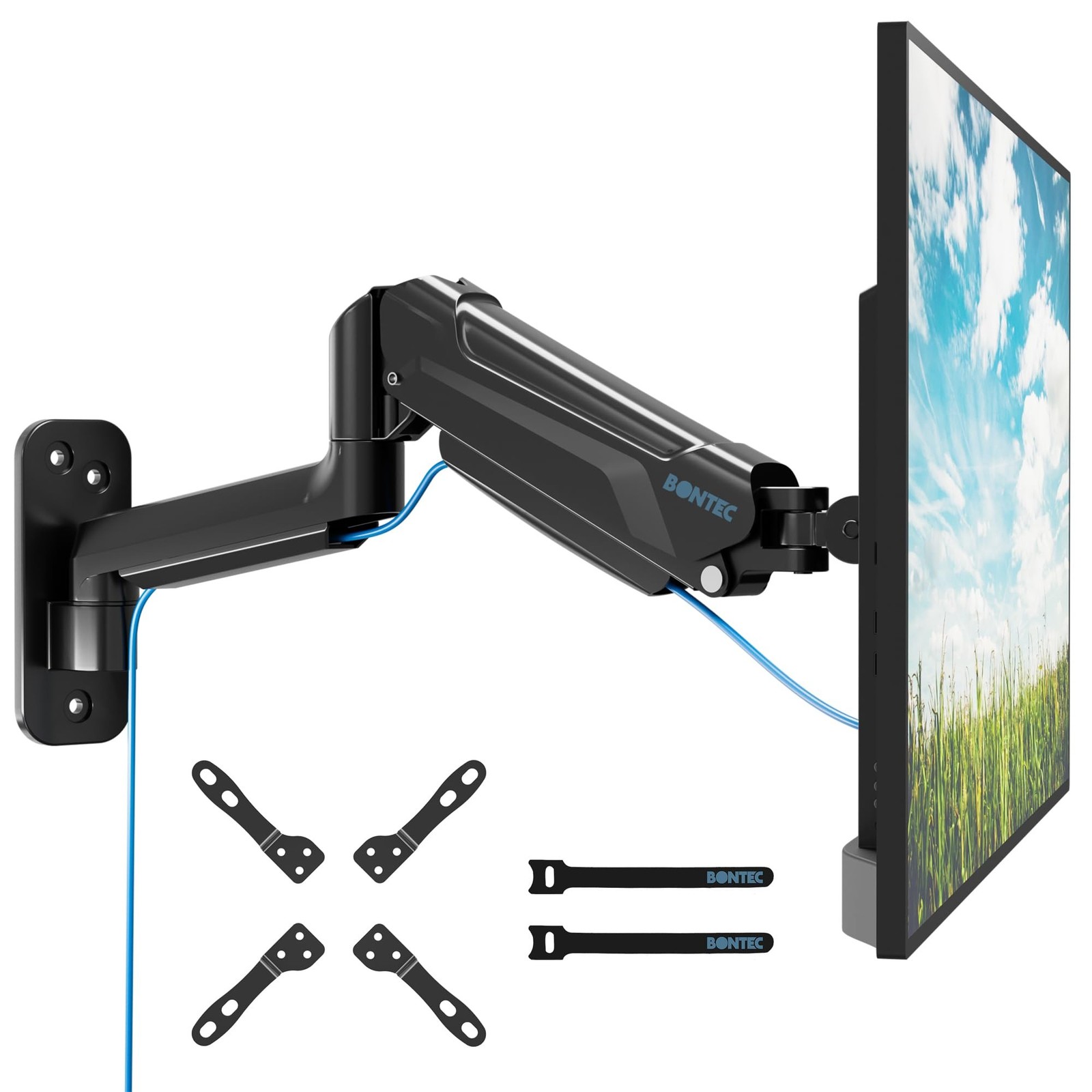 BONTEC Monitor Wall Mount Arm, VESA Gas Spring Height Adjustable, for 13-42 I...