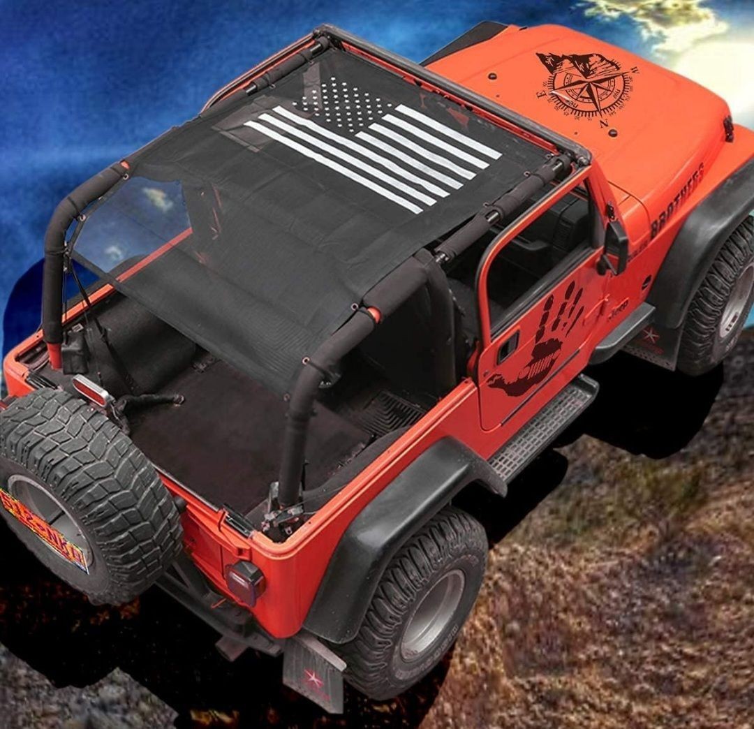2-4 Door Sun Shade Top Cover UV Protection Roof Mesh Fits Jeep Wrangler American