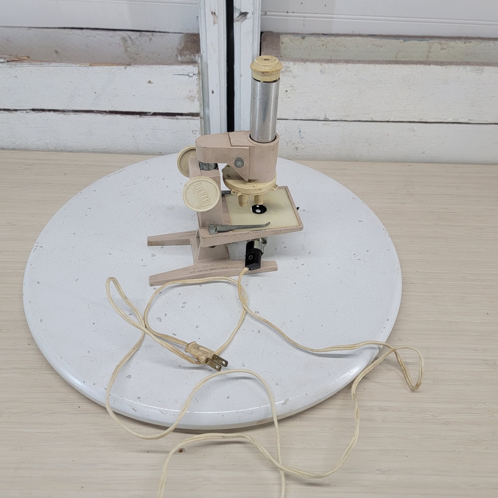 Vintage A.C. Gilbert Illuminated Microscope Working Light Educational USA