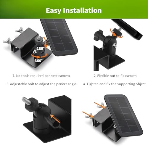 Universal Solar Panel Gutter Mount Compatible with Ring, Arlo, Eufy, Black
