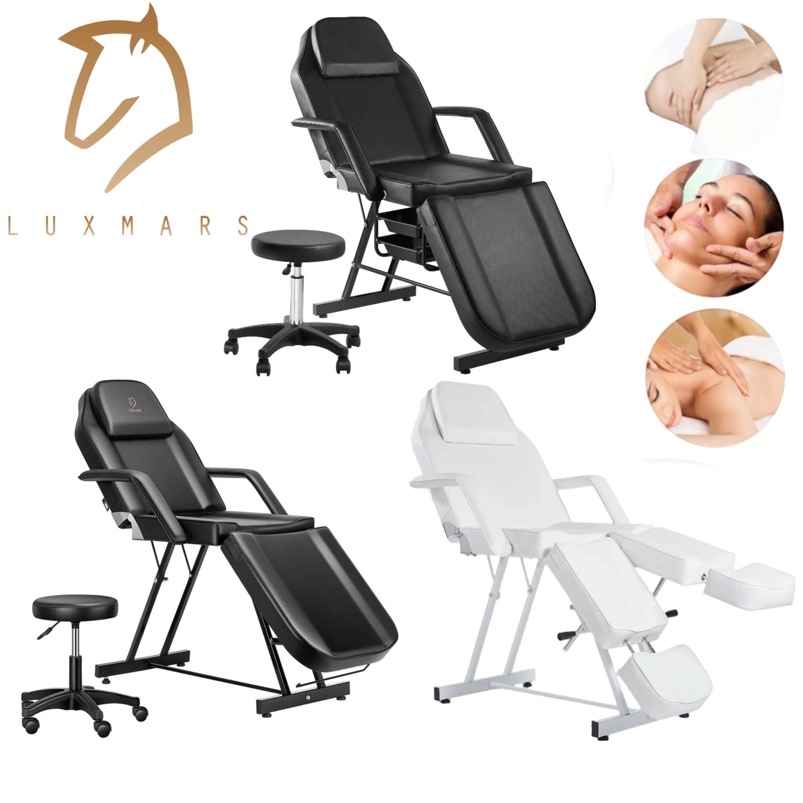 All Purpose Facial Chair Massage Bed Tattoo Table with Stool for Beauty Spa