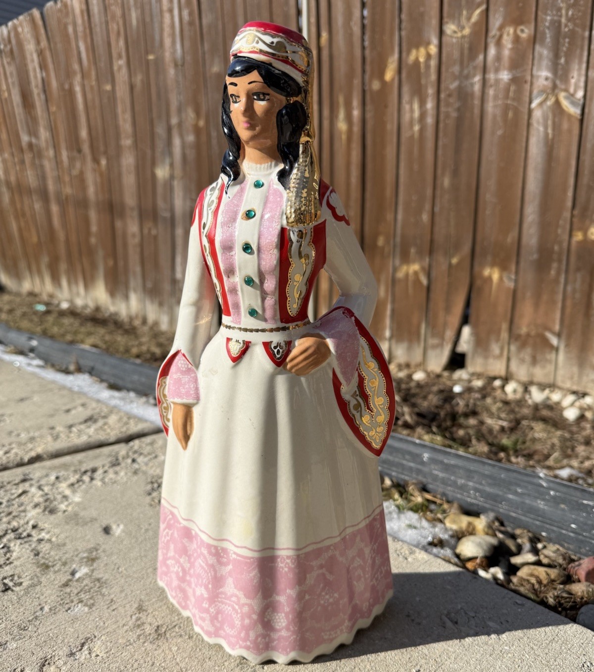 Metaxa Liquor Queen AMALIA Porcelain Figure Bottle 15” Greece 60s Missing Bottom