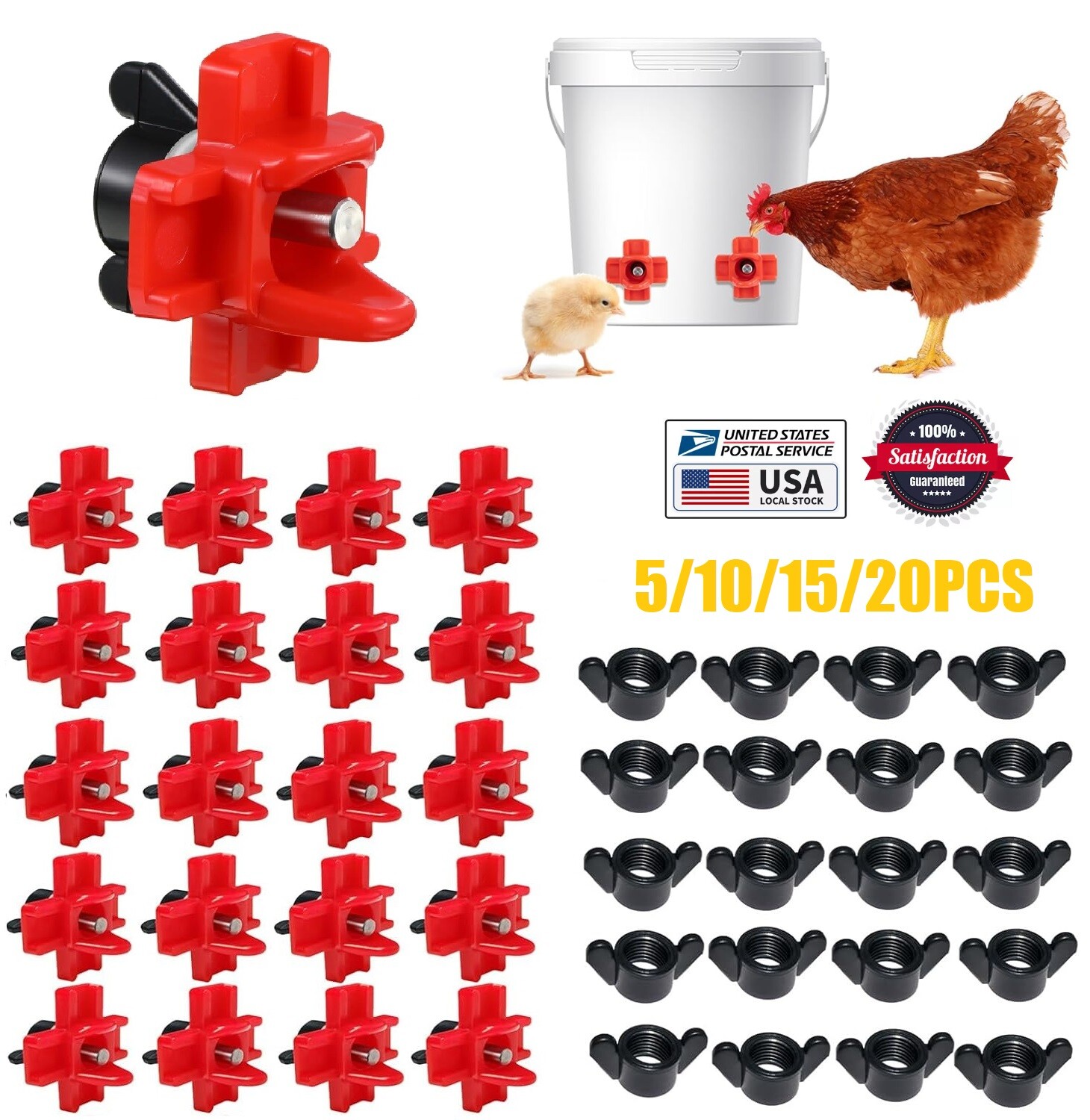 20Pcs Chicken Nipples Automatic Waterer Poultry Drinker Hen Duck Quail Drinking