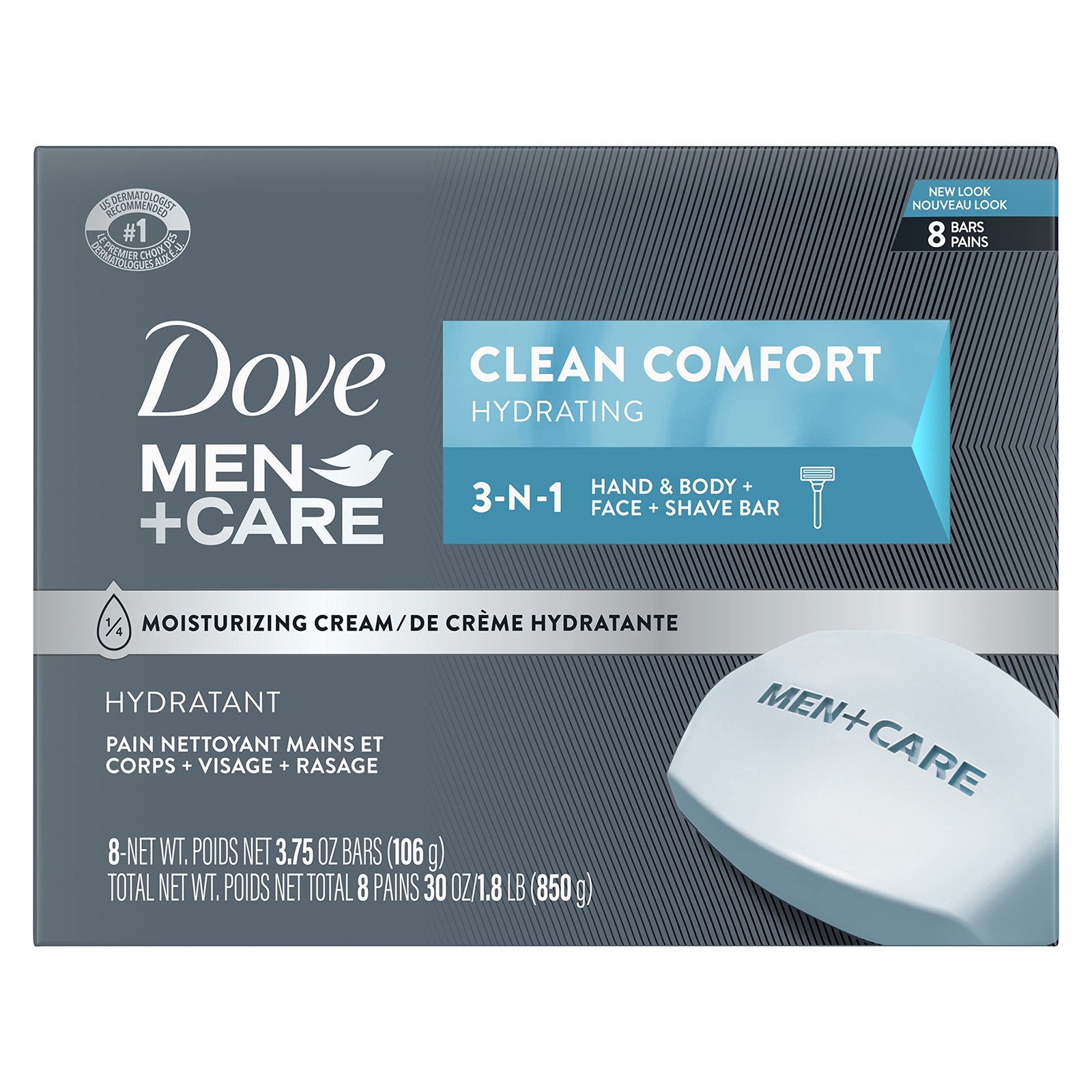 Dove Men Care Clean Comfort Body And Face Bar Pack Of 8 Moisturizing Soap