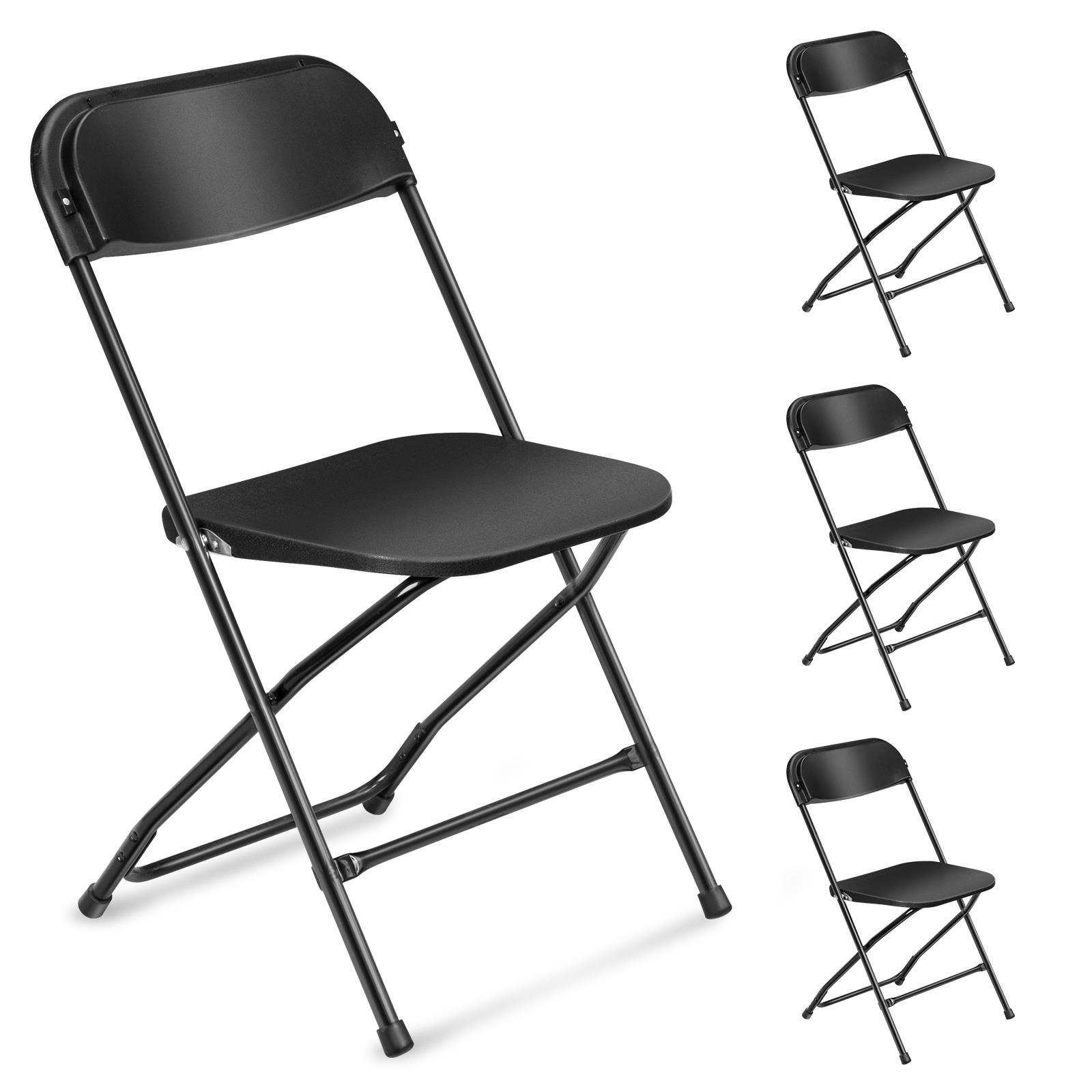 4 Pack Black Plastic Folding Chair, Indoor Outdoor Chair for Party Wedding Event