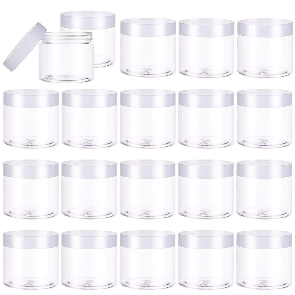 20 PCS 2oz Plastic Empty Jars with LidsWhite,WideMouth Refillable Storage Con