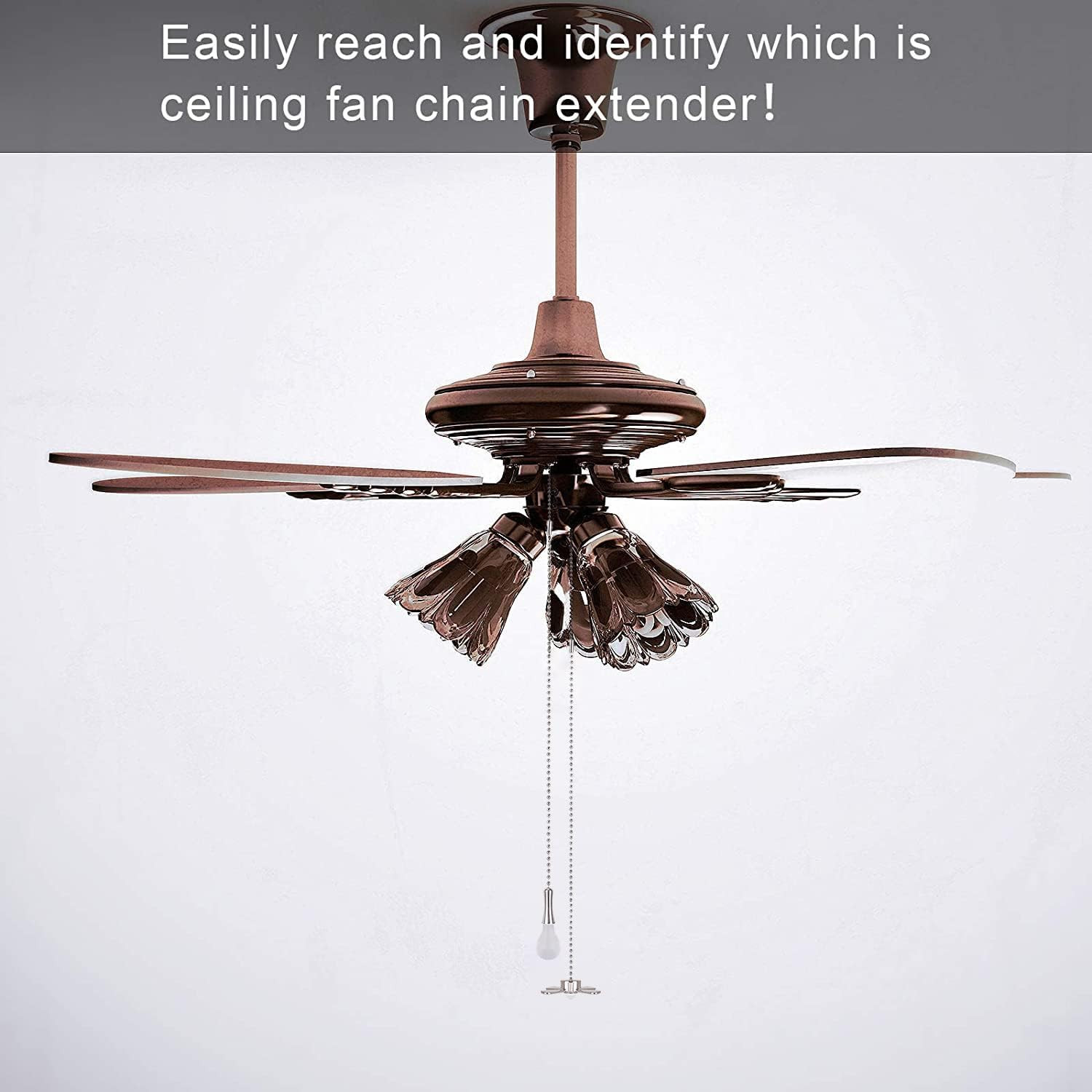 Aspen Creative 20508-51-2, 12" Ceiling Fan Pull Chain Porcelain with Solid Brass