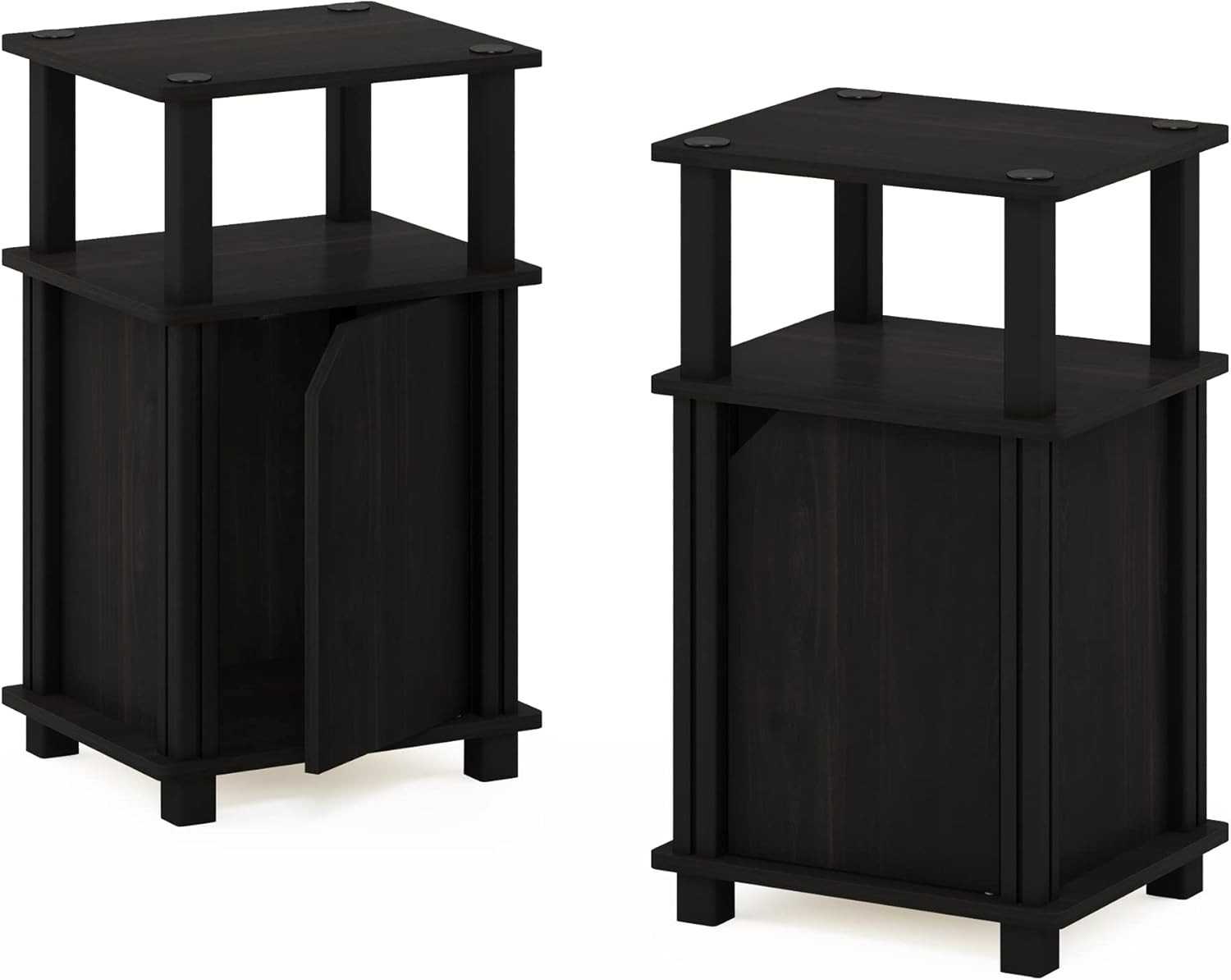 Brahms 3-Tier Espresso/Black End Tables with Doors - Set of 2