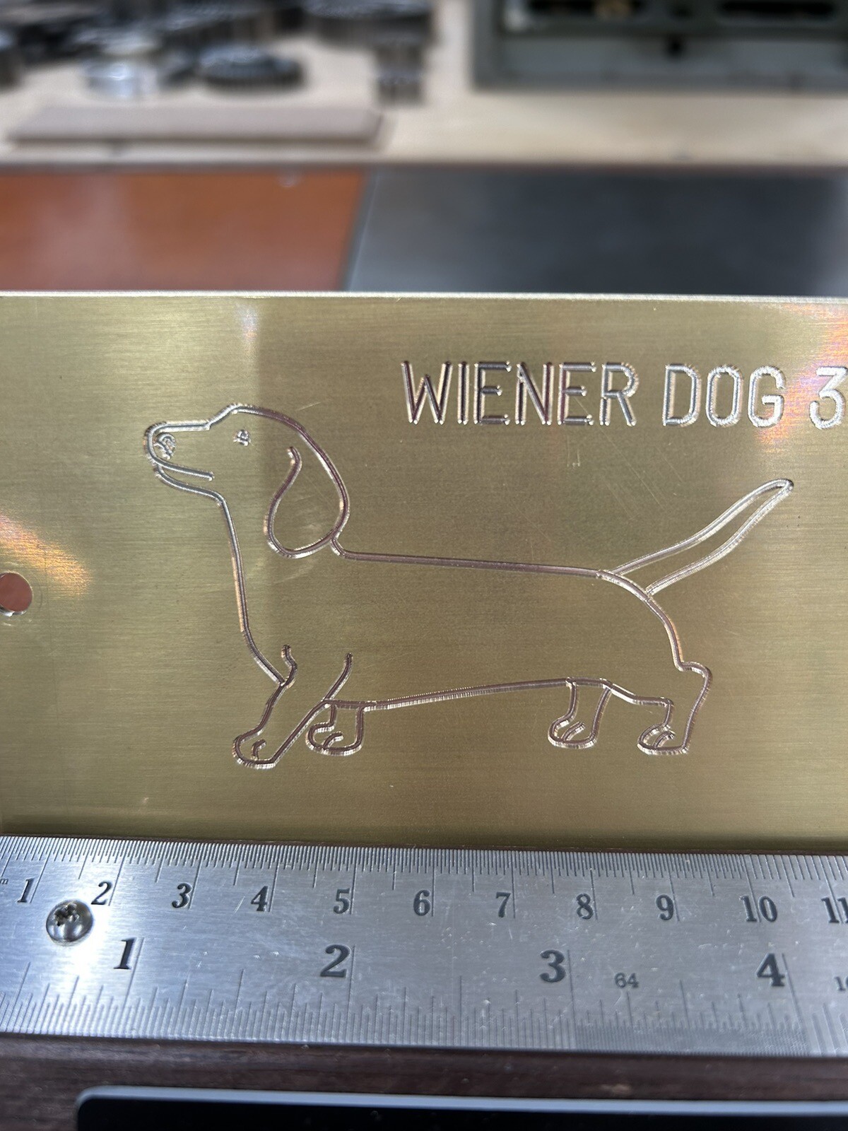 LARGE WIENER DOG DACHSHUND BRASS MASTER PLATE FOR NEW HERMES ENGRAVER FONT TRAY