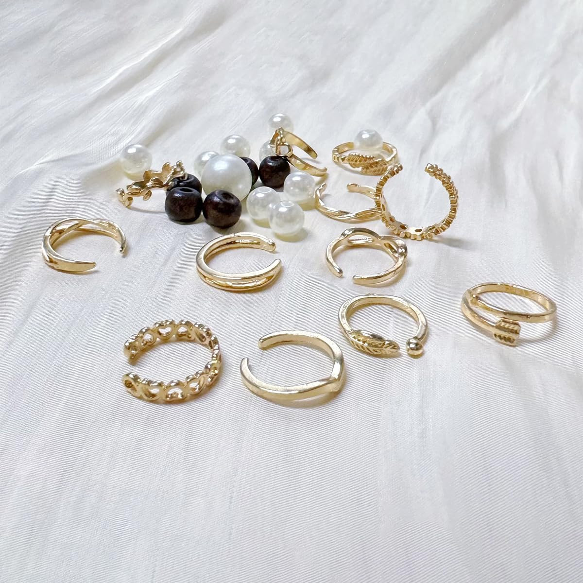 12PCS Toe Rings for Women 14K Gold/Silver Plated Adjustable Toe Ring Set Open He