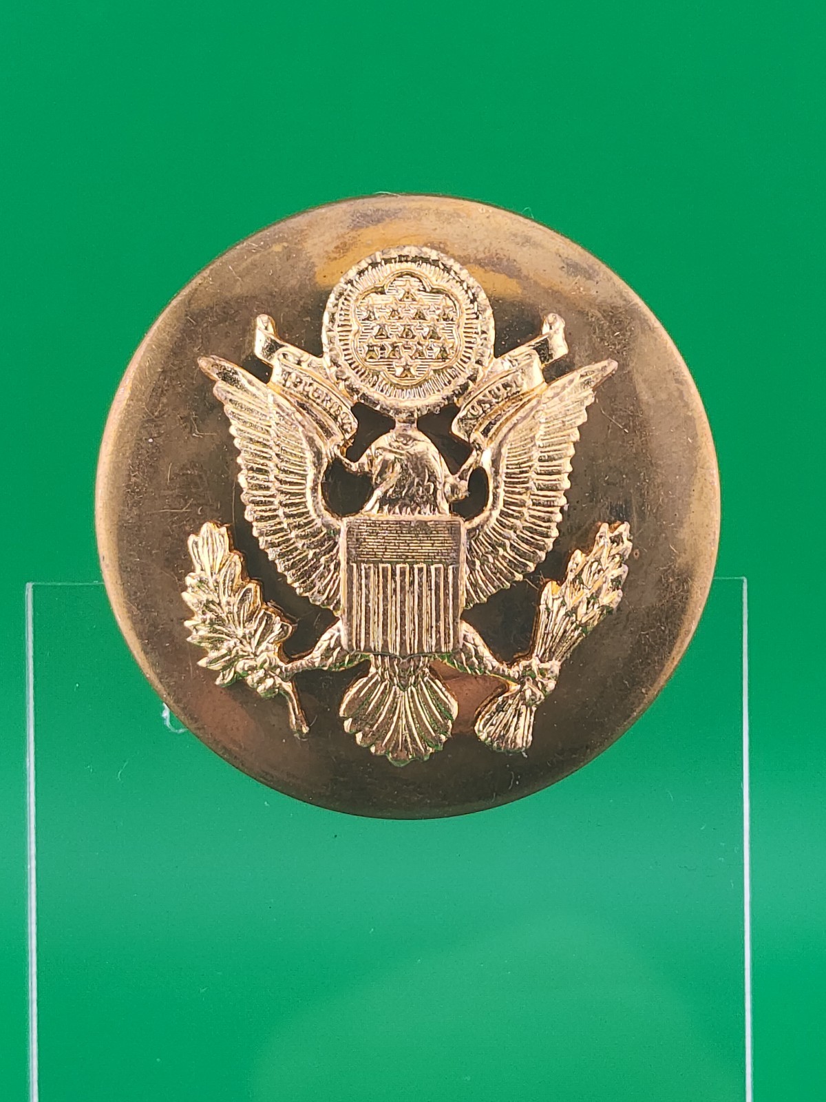 WWII Era US Army Great Seal Brass Uniform Coat Button Seal & Disk - Military
