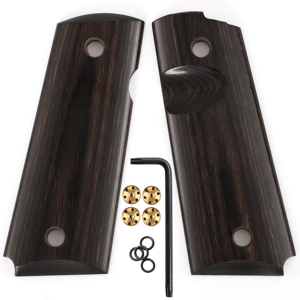 Cool Hand High Polished 1911 Wood Grips, Compact/Officer, Screws Mahogany