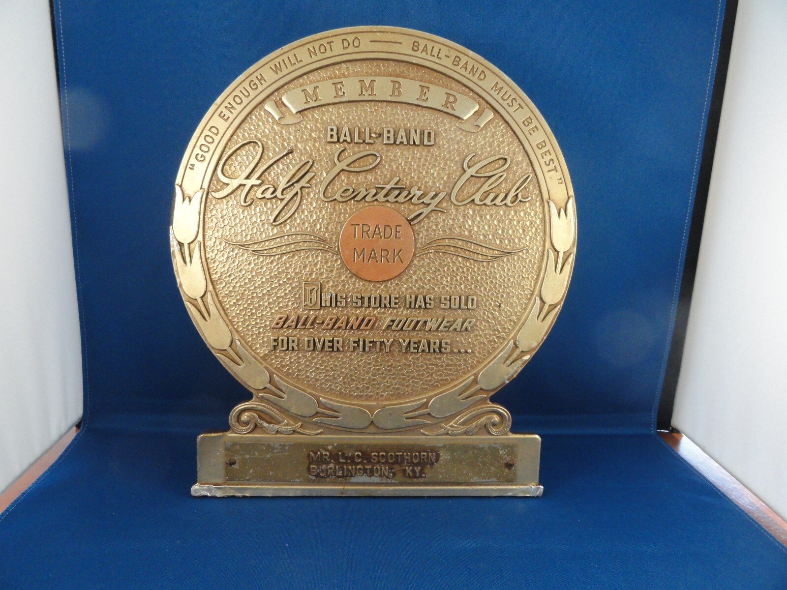 Antique Award From Ball Brand Footwear 50 Years LC Scothorn Store Burlington KY