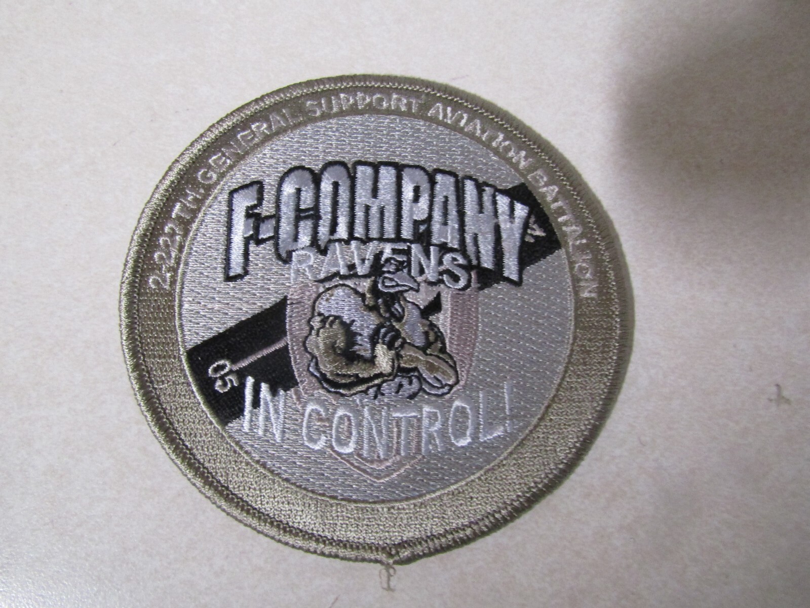 MILITARY PATCH SEW ON 2-227TH GENERAL SUPPORT AVIATION BATTALION RAVENS IN CONTR