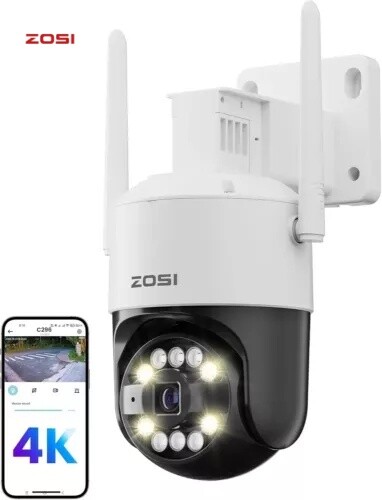 ZOSI C296 4K 8MP WiFi PT Security Camera 2-Way Talk Plug-in Wired Outdoor Camera