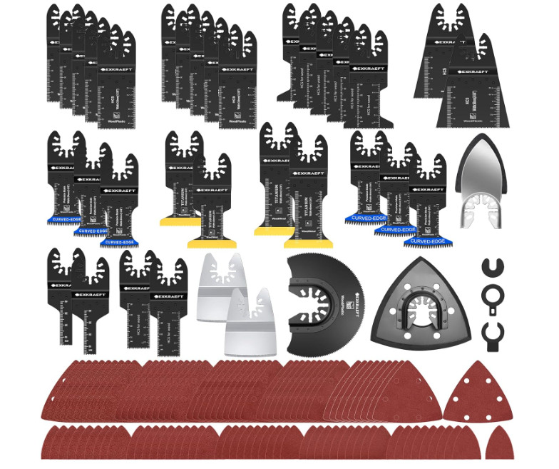 136 hojas para herramientas oscilantes, kits de hojas multiherramienta con papel
