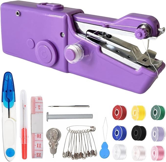 NIB Handheld Sewing Machine, Mini Sewing Machine Quick Stitching White/Purple