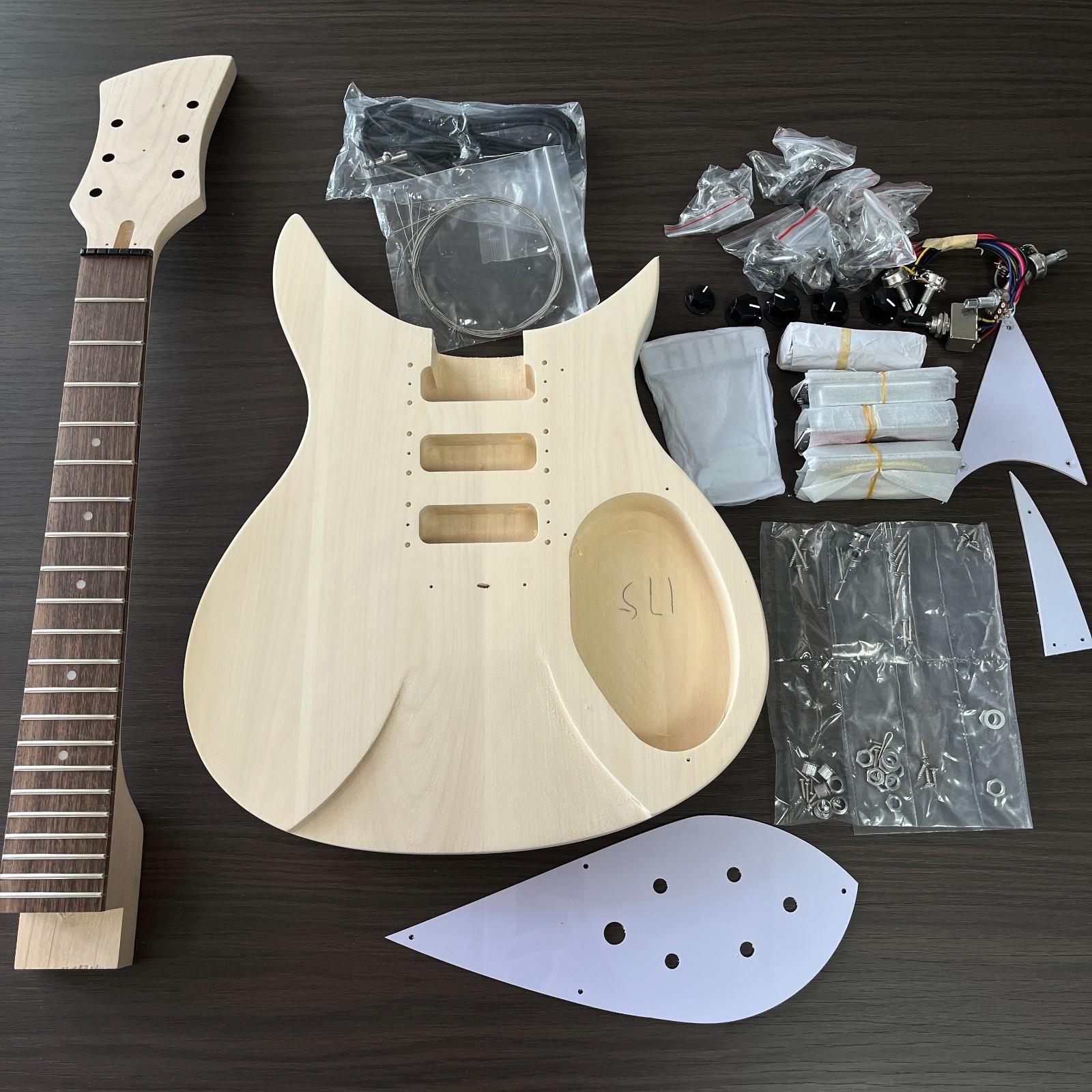 DIY 325 Electric Bass Guitar Kit Unfinished Blank Body Neck Comple