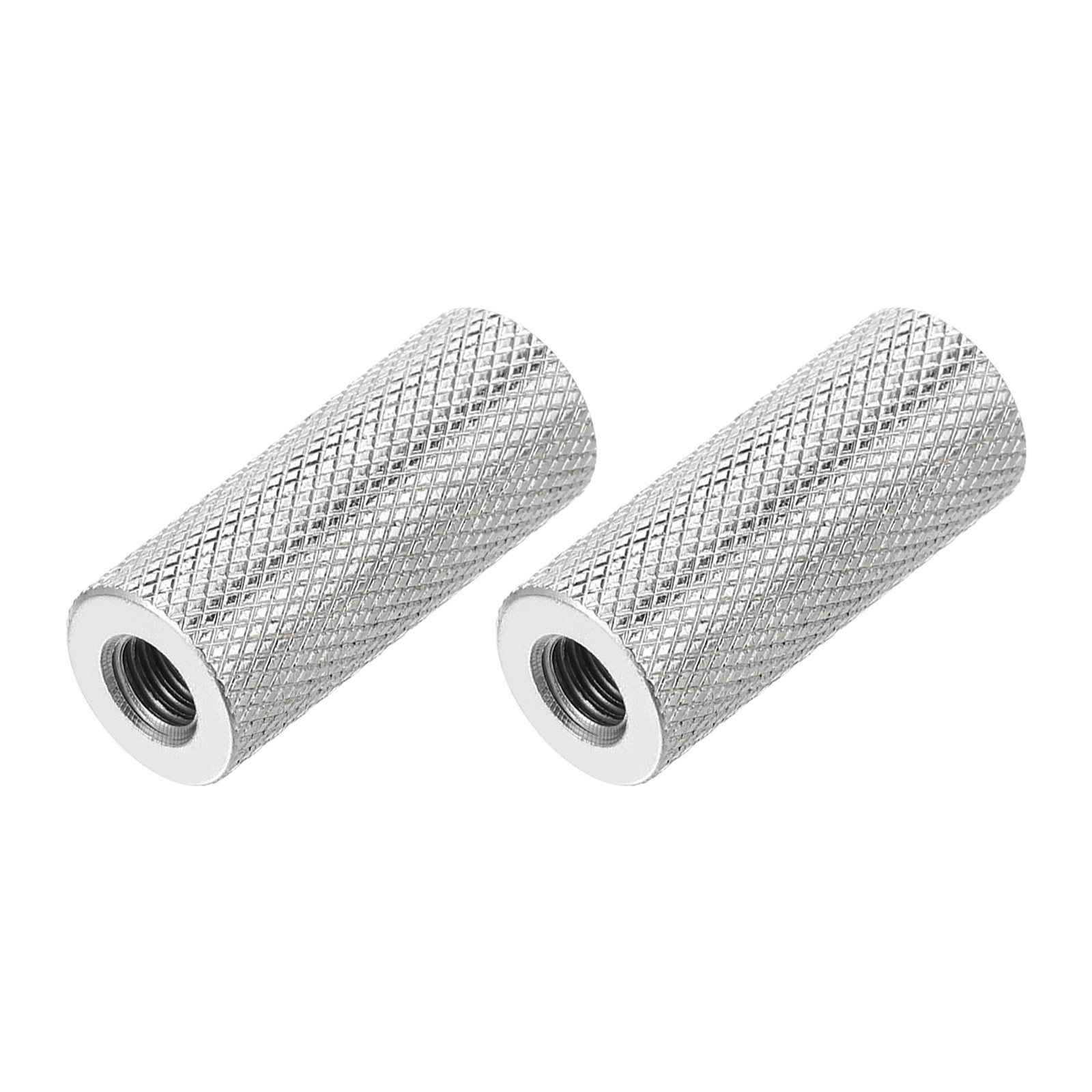 M8 2 Pack 304 Stainless Steel Round Knurled Connector Nuts,0.63"OD x 1.57"H
