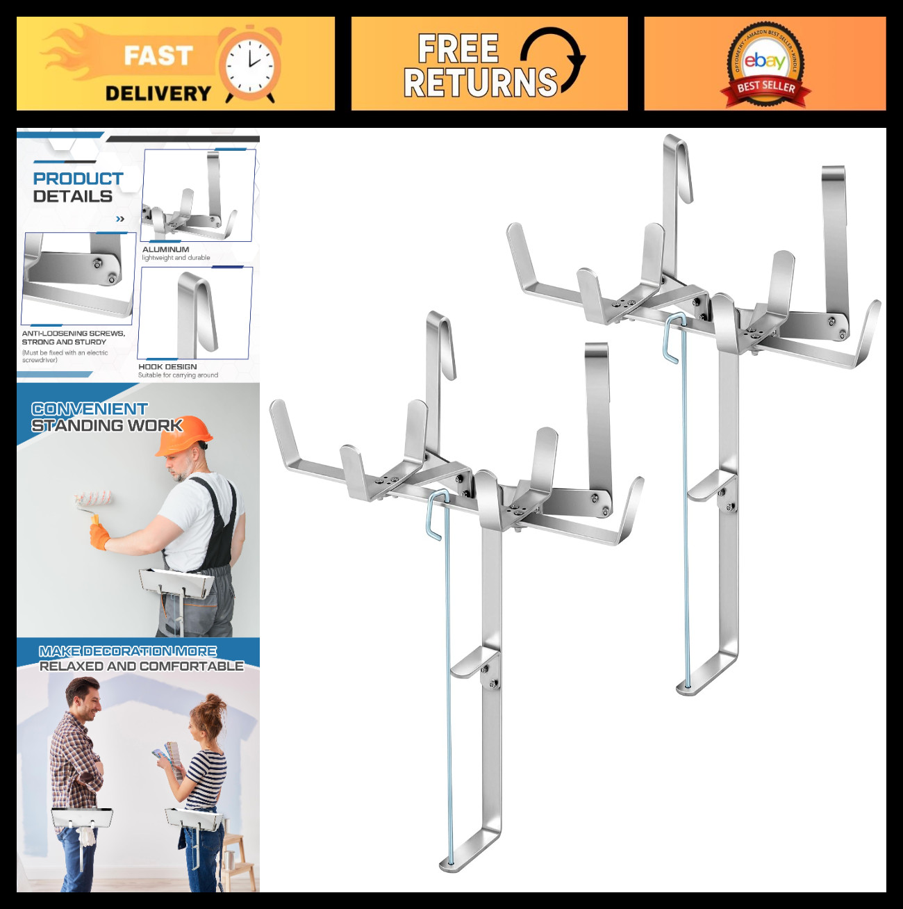 2 Pack Drywall Mud Pan Holder & Spool Tape Holder - Wall Finishing Tools, 12" Pa