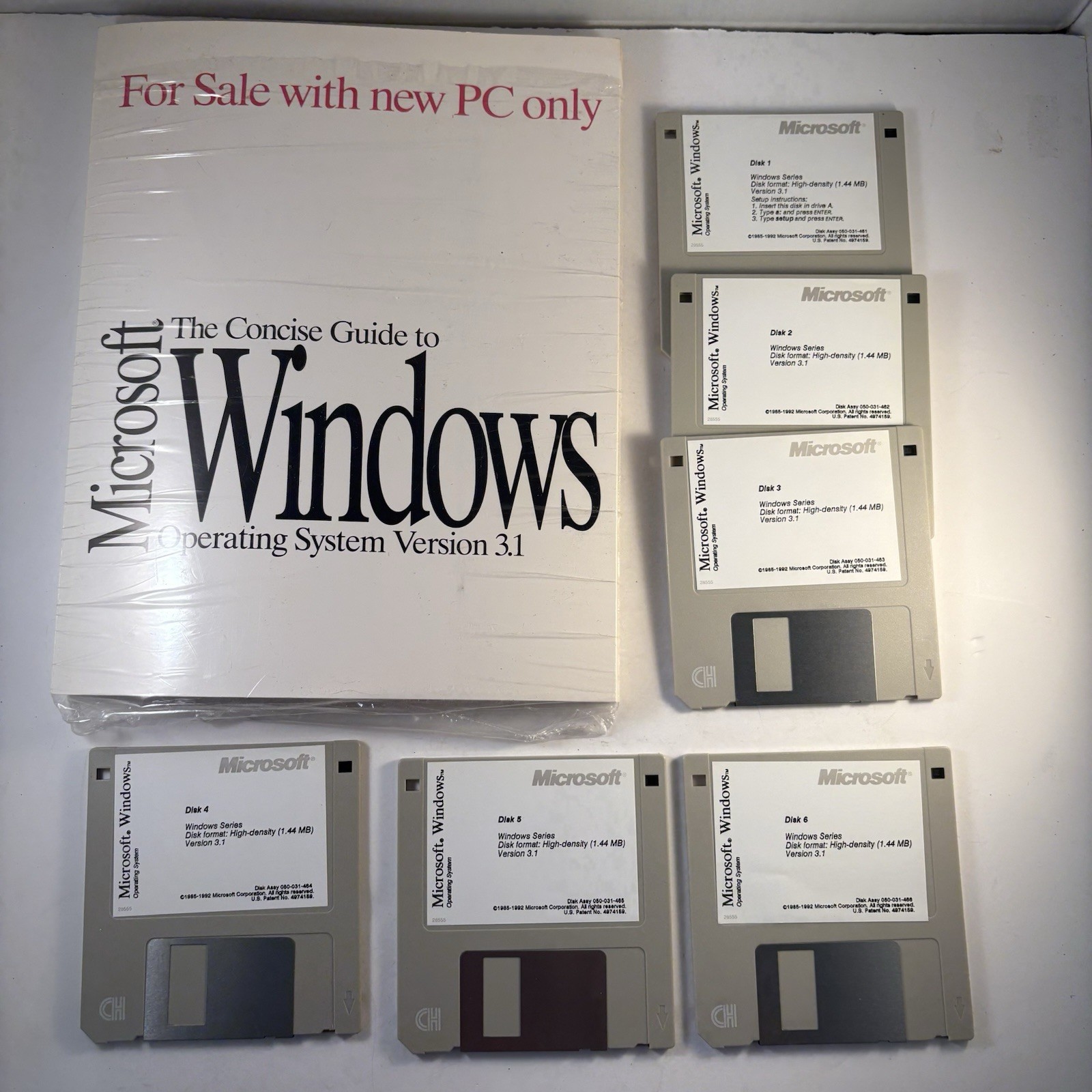 Microsoft Windows 3.1 Operating System Boxed Set Manual 3.5" Floppy Un-Tested