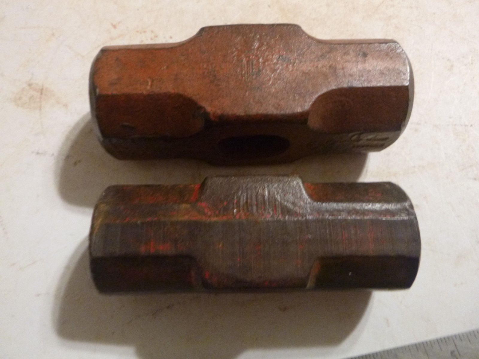 2 Vintage Sledge Blacksmith Hammer Heads Marks Japan  6  pound and 4 pound,