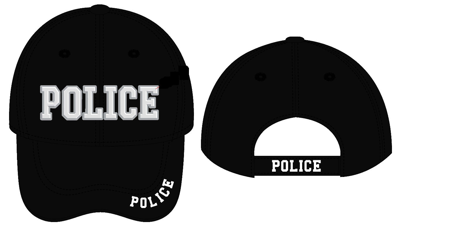 Deluxe Black POLICE Embroidered Adjustable Baseball Hat Cap