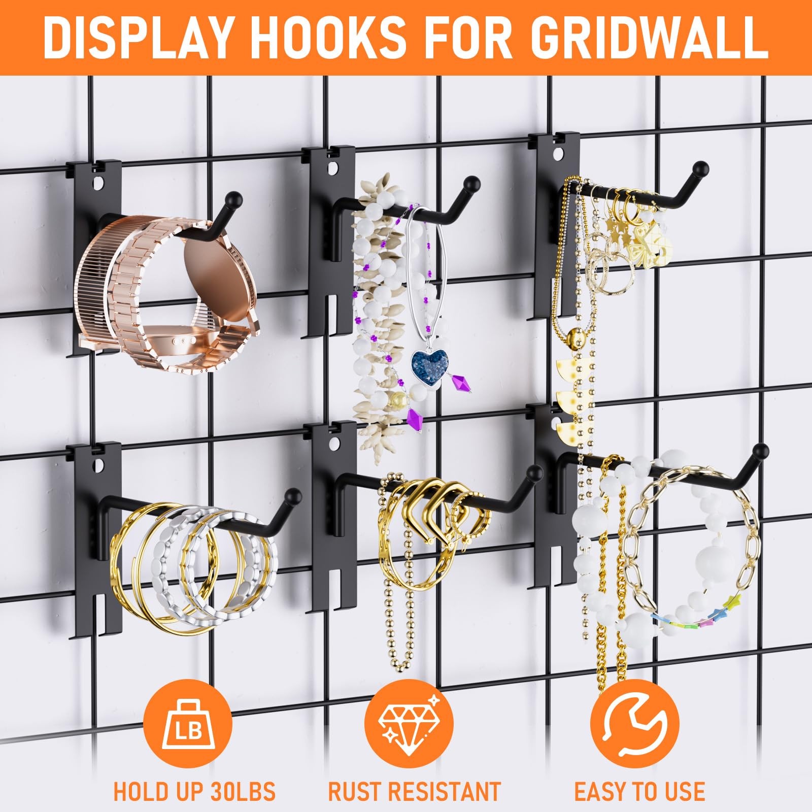 60 Pack 4 Inch Gridwall Hooks, Heavy Duty Black Display Hook, Grid Wall Panel