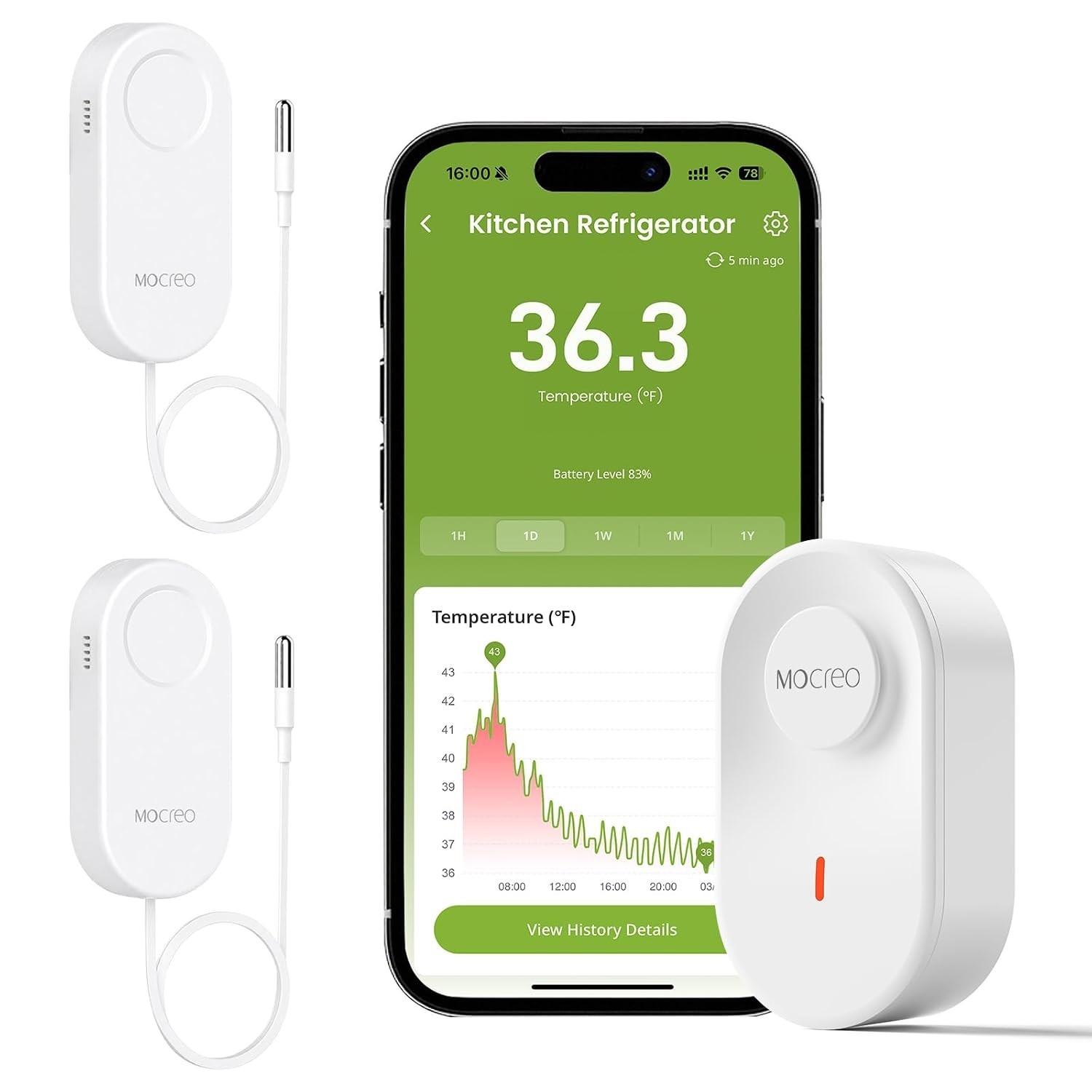 WiFi Thermometer Freezer Alarm, Email Alert, App Notification, Data Record Ex...