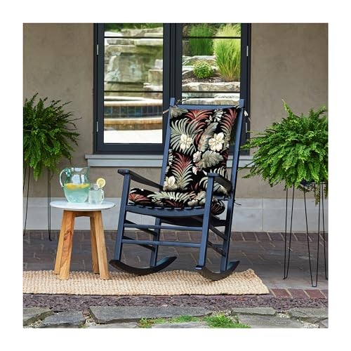 Arden Plush Indoor/Outdoor Set, 18 Simone Black Tropical Rocking Chair Cushion