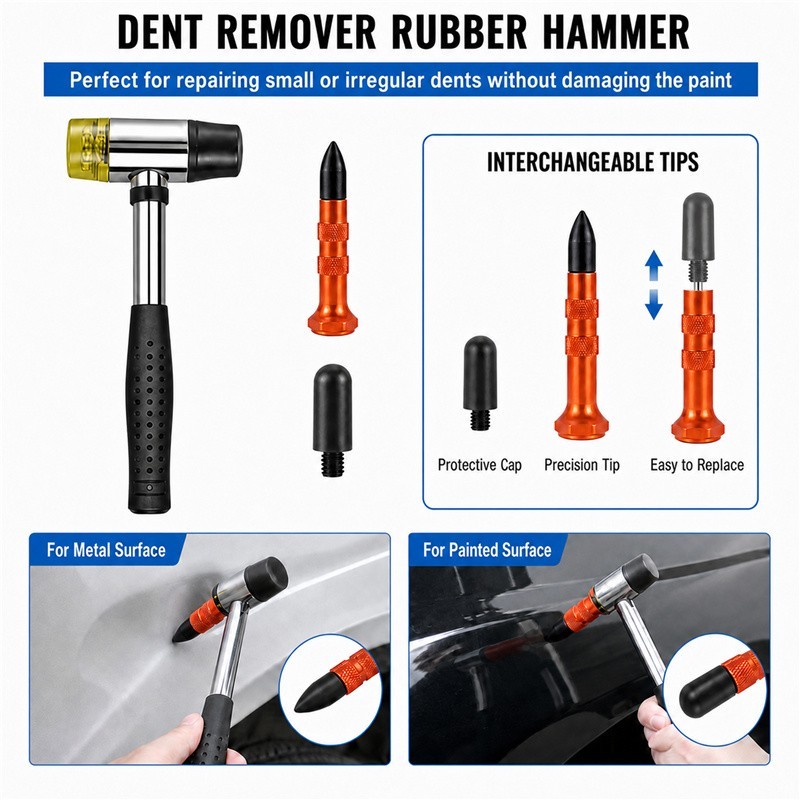 20Pcs Car Push Puller Rods Dent Removal Paintless Tools Repair Hammer kit