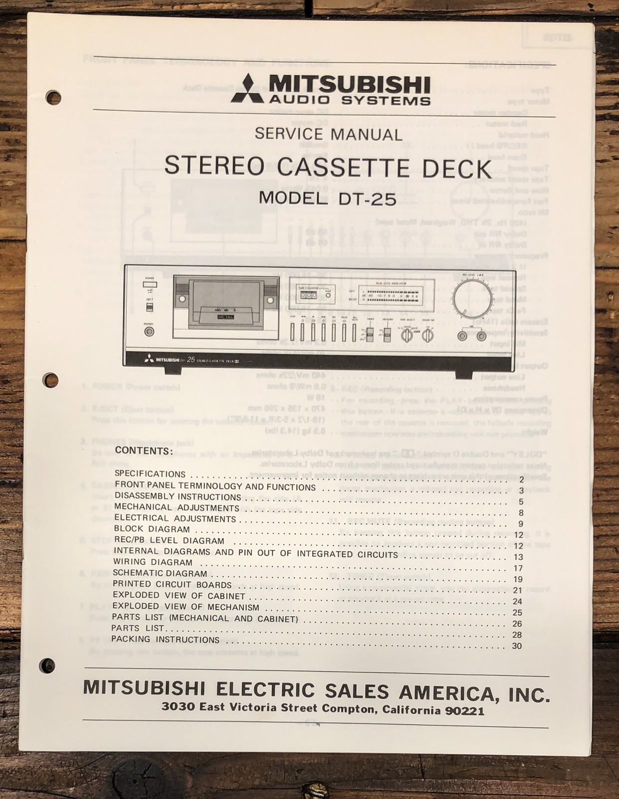 Mitsubishi DT-25 Cassette Service Manual *Original*