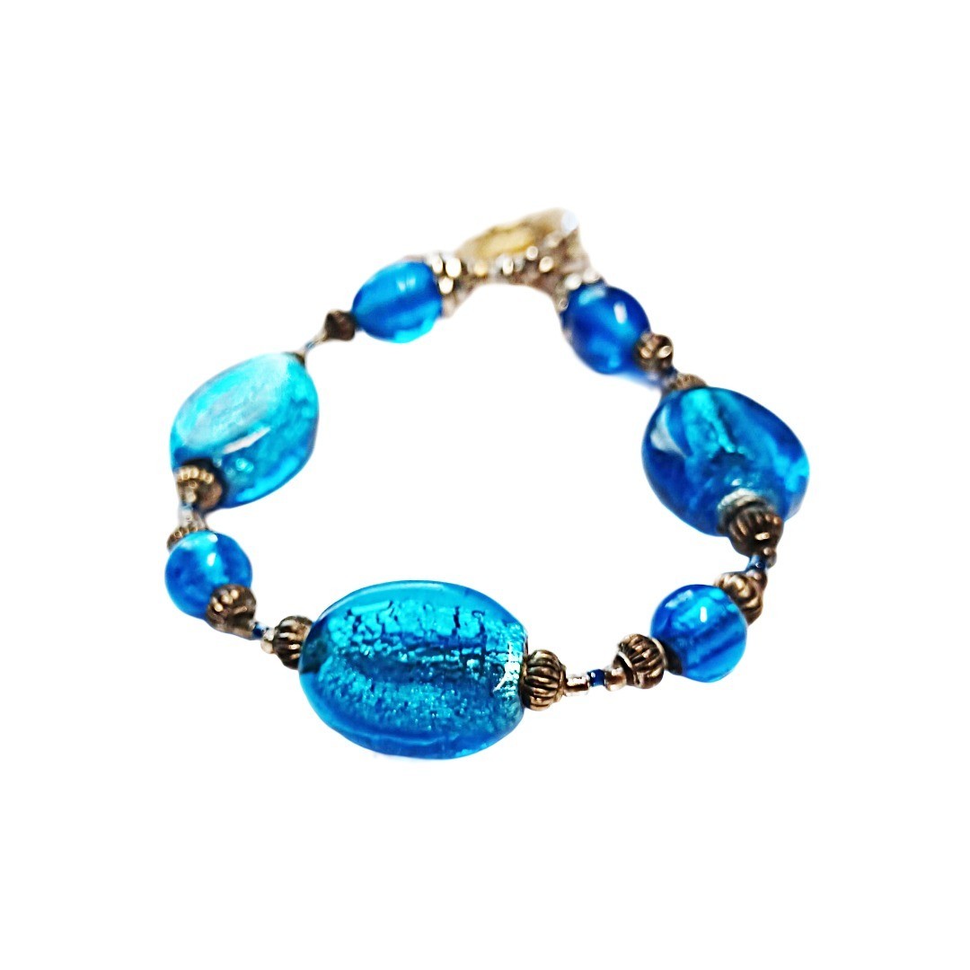 Fashionable and Elegant Chic Blue Faux Stone Beaded Bracelet