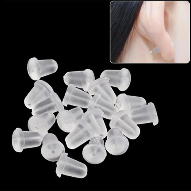 500pcs Soft Rubber Ear Plugs – Transparent Earring Back Stopper Studs for DIY Ea