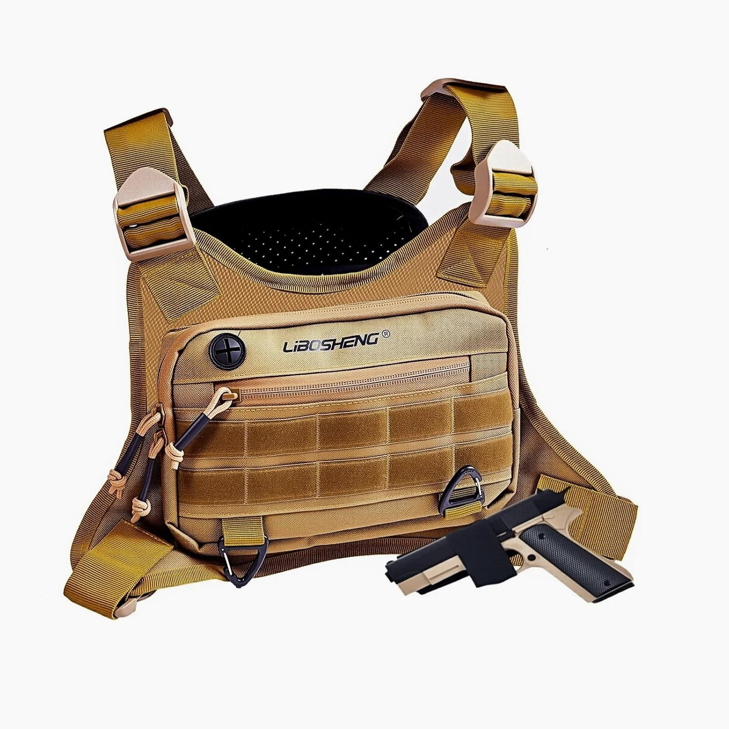 Outdoor Sports Chest Bag, Tactical Vest, Men/Women, Khaki, Multipurpose, EDC