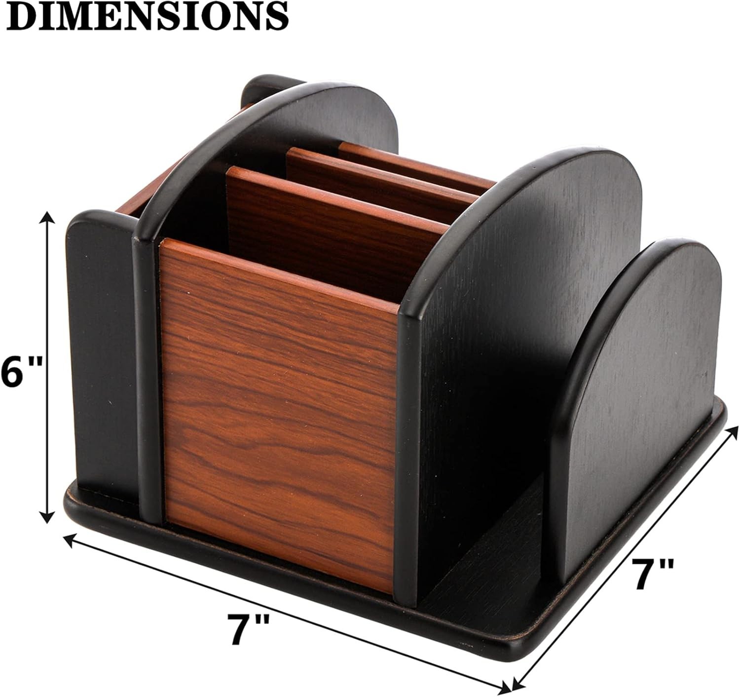DEAYOU Wood Remote Control Holder for Table, Revolving Office Desktop Organizer