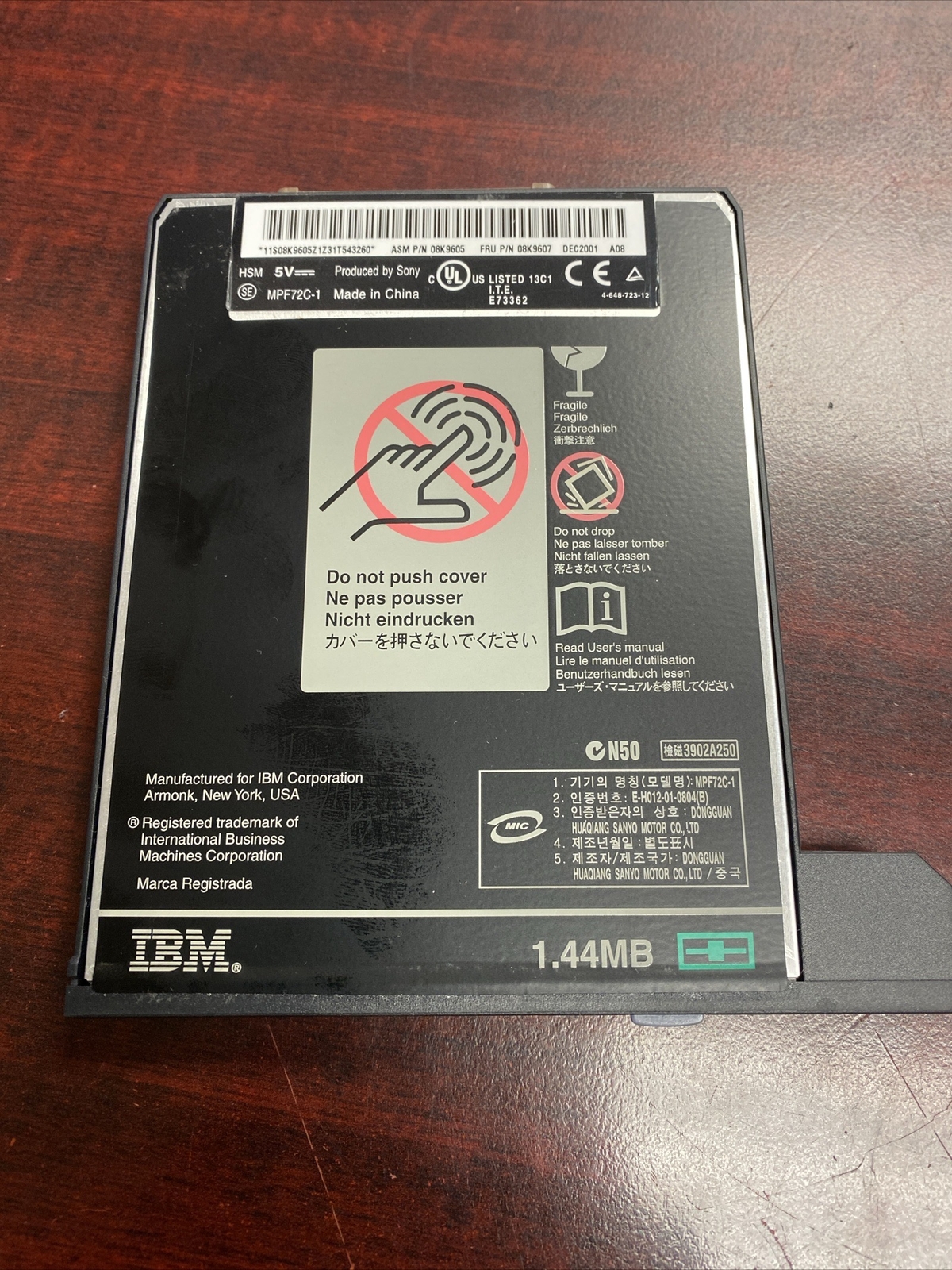 Original IBM Thinkpad Floppy Disk Drive Model MPF72C-1 P/N’s: 08K9605 / 08K9607