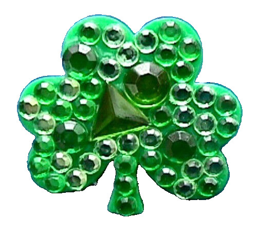 Hallmark PIN St Patrick Vintage SHAMROCK JEWELED Rhinestones 1991 Irish Brooch