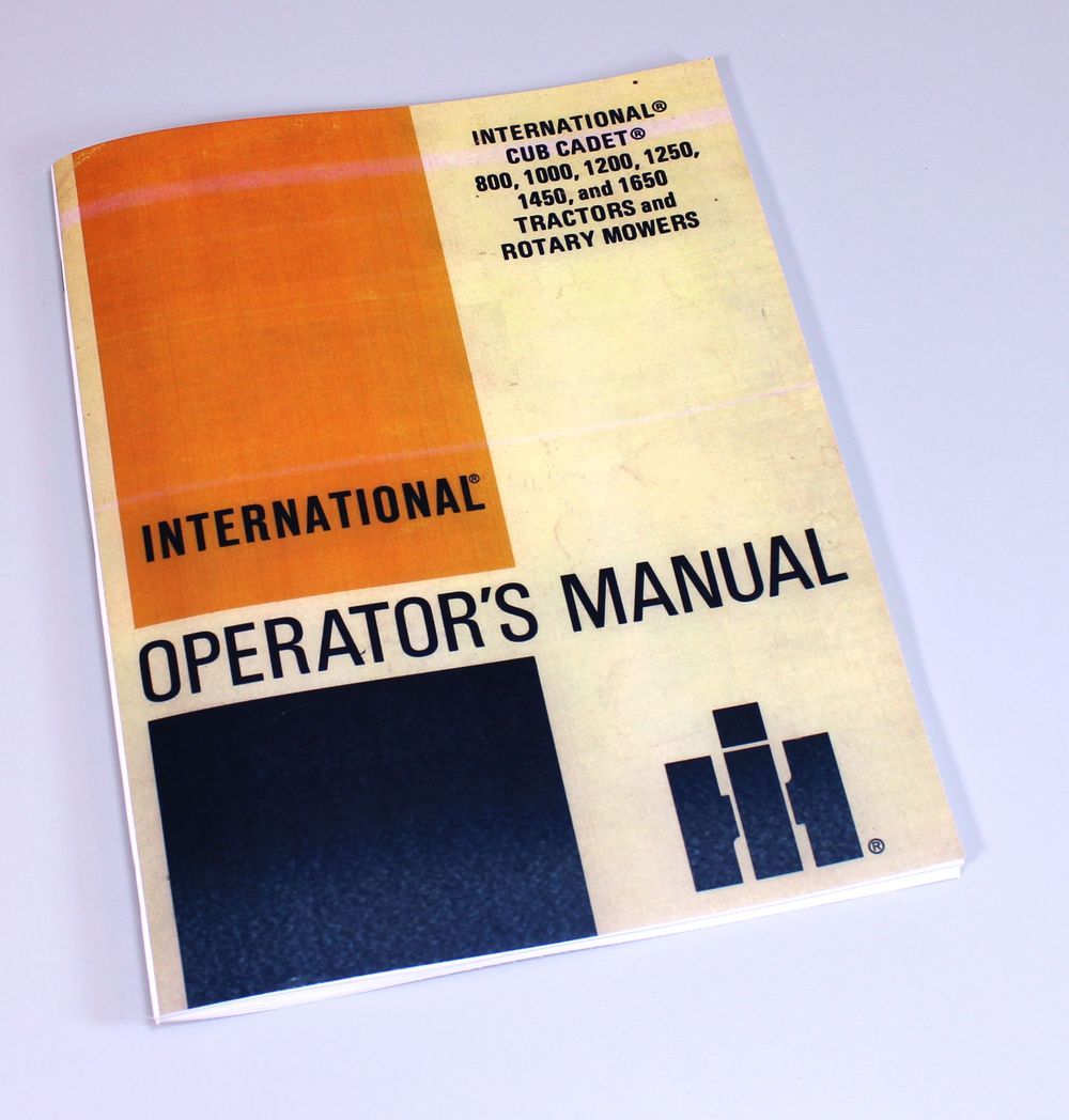 International Cub Cadet Tractor Model 1450 1650 Owner Operator Manual Lawn Mower
