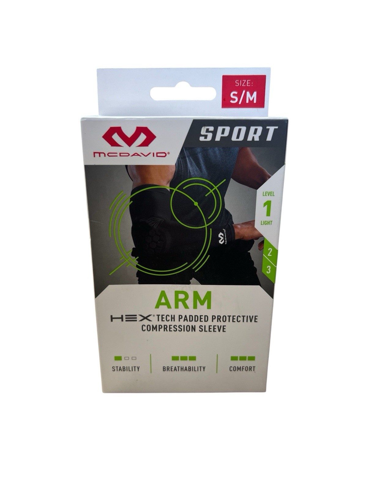 McDavid Arm Hex Tech Padded Protective Compression White Shooter Sleeve Size S/M